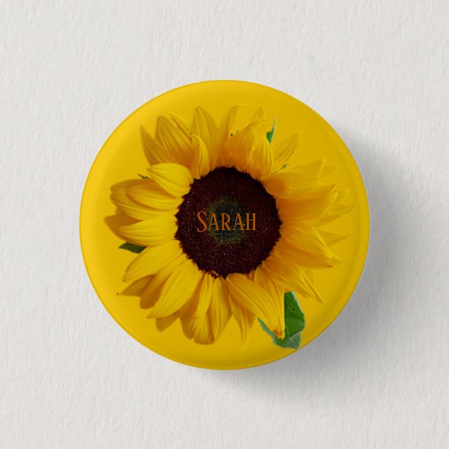Phantastische, trendige Sonnenblume mit Namen Button (Vorderseite)