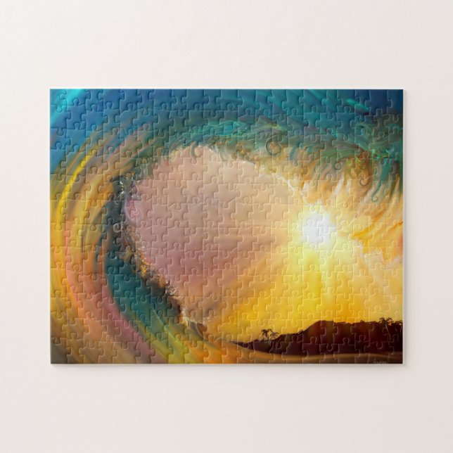 Phantastische Tropenwelle bei Sonnenuntergang (Horizontal)