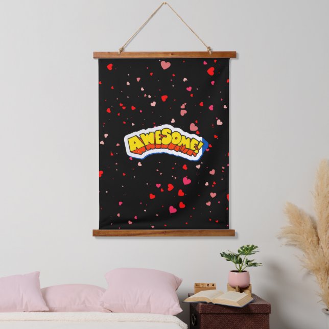 Phantastische Typografie Wandteppich Mit Holzrahmen (Schlafzimmer)