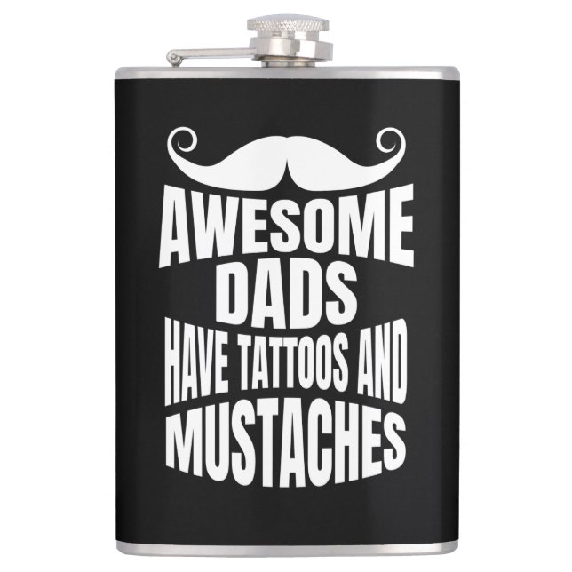 Phantastische Vater haben Tattoos Black Flask 8oz Flachmann (Vorderseite)