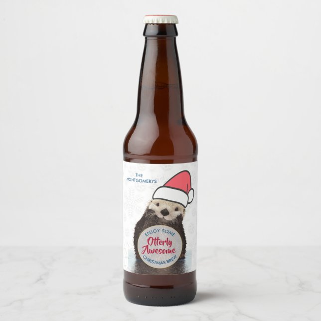Phantastische Weihnachtsbrauerei Otter Funny Pub Bierflaschenetikett (Vorderseite)