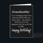PHANTASTISCHE WÜNSCHE FÜR *GRANDMOTHER* GEBURTSTAG KARTE<br><div class="desc">LASS ***IHRE GROSSMUTTER*** WISSEN (WIE SIE WAHRSCHEINLICH IMMER TUN) WIE VIEL ER ODER SIE BEDEUTET IHNEN AM "SEINEN ODER IHREN GEBURTSTAG" IN DIESEM JAHR! UND VIELEN DANK,  DASS SIE VON EINER MEINER ACHT GESCHICHTEN GESCHAFFEN SIND!!!!</div>