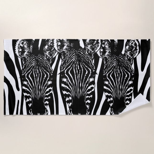 Phantastische Zebra Herd auf Zebra Print Strandtuch (Vorderseite)