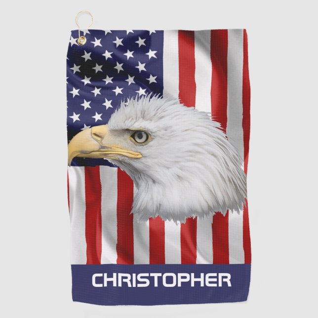 Phantastischer Adler, die amerikanische Flagge, Pa Golfhandtuch (Vorderseite)