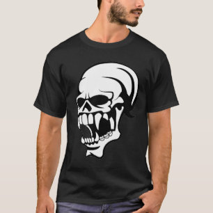 Phantastischer Beängstigender Schädel B & W Print T-Shirt