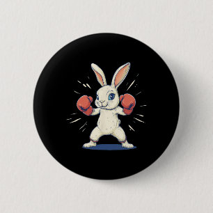 Phantastischer Bunny mit Boxhandschuhen für Osterl Button