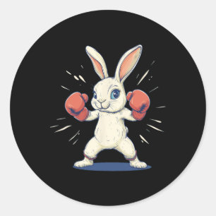 Phantastischer Bunny mit Boxhandschuhen für Osterl Runder Aufkleber