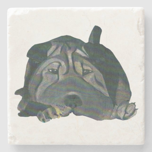 Phantastischer chinesischer Shar Pei-Untersetzer Steinuntersetzer (Vorderseite)