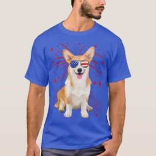 Phantastischer Corgi Hund American Flag 4. Juli T-Shirt