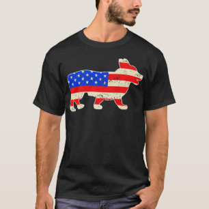 Phantastischer Corgi Hund Amerikanische Flagge 4. T-Shirt