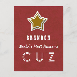 Phantastischer COUSIN Red und GOLD Star B40Z Postkarte