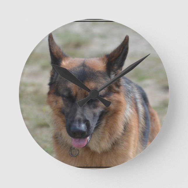 Phantastischer Deutscher Schäferhund Runde Wanduhr (Vorderseite)