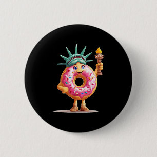 Phantastischer Donut mit Freiheitsstatue für Junge Button
