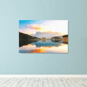 Phantastischer farbiger Sonnenuntergang Lago di Mi Leinwanddruck