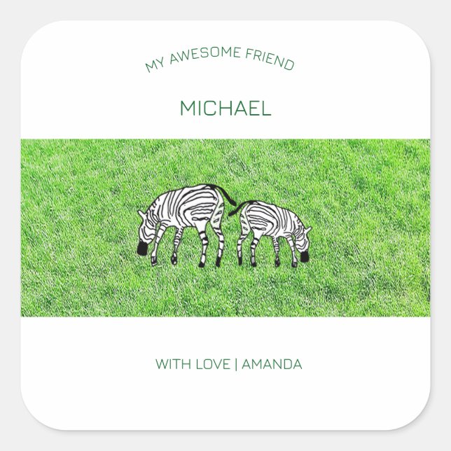 Phantastischer Freund, Niedlich und Happy Zebras Quadratischer Aufkleber (Vorderseite)
