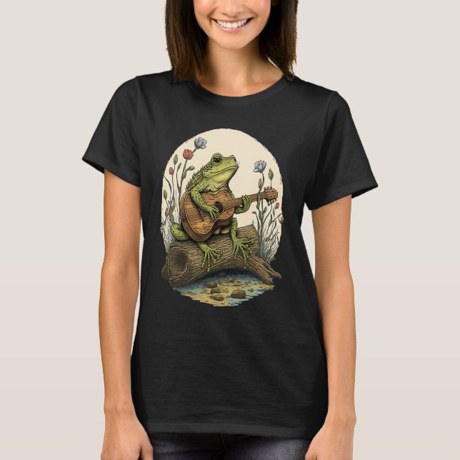 Phantastischer Frosch Gitarrenfrosch spielen Banjo T-Shirt (Vorderseite)
