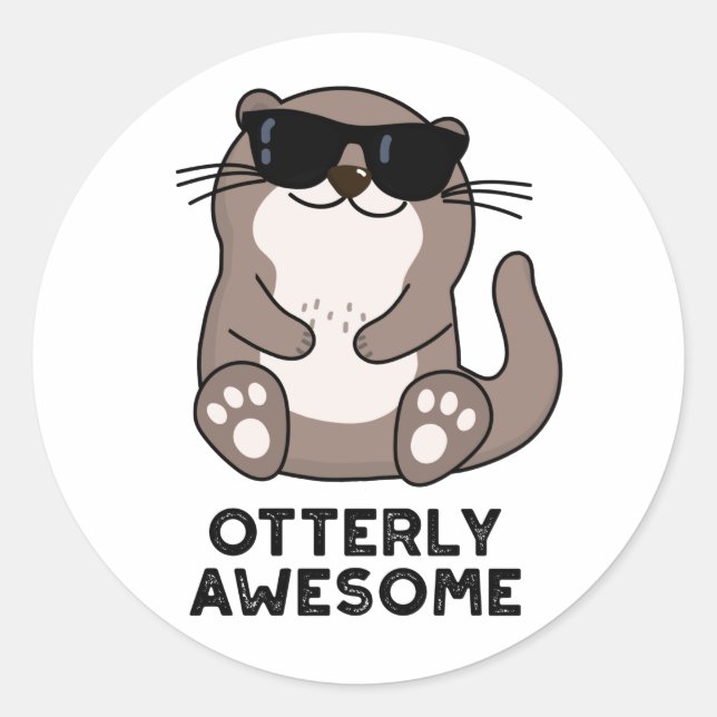 Phantastischer Funny Animal Otter Puff Runder Aufkleber (Vorderseite)