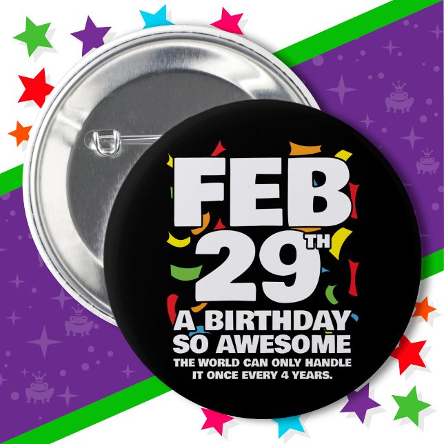 Phantastischer Geburtstag 2024 Leap Day Leap Year  Button (Von Creator hochgeladen)
