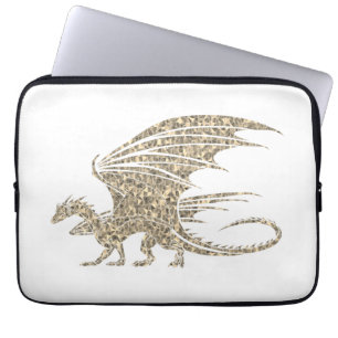 Phantastischer Goldener Mosaikdrache Laptopschutzhülle