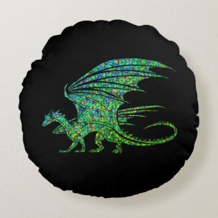Phantastischer Green Dragon Mosaik Rundes Kissen