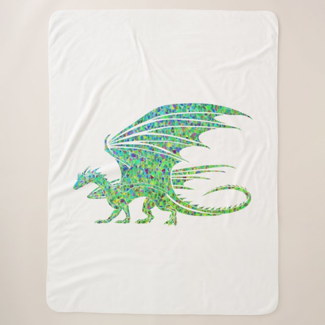 Phantastischer Green Dragon Mosaik Sherpadecke (Vorderseite)