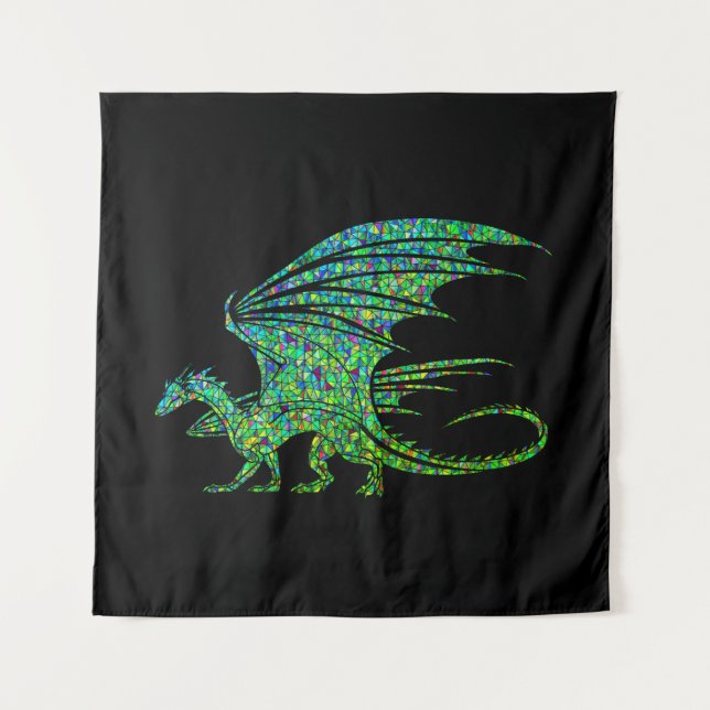 Phantastischer Green Dragon Mosaik Wandteppich (Vorderseite)