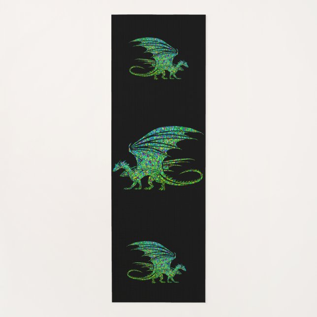 Phantastischer Green Dragon Mosaik Yogamatte (Vorderseite)