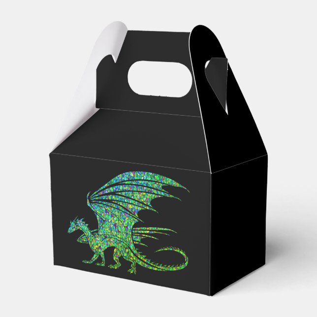 Phantastischer grüner Mosaikdrache Geschenkschachtel (Vorderseite)