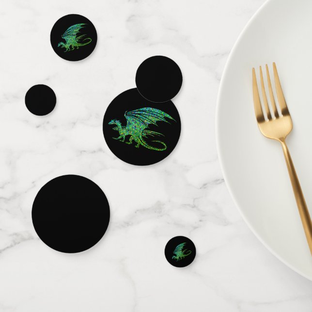 Phantastischer grüner Mosaikdrache Konfetti (Gruppe)
