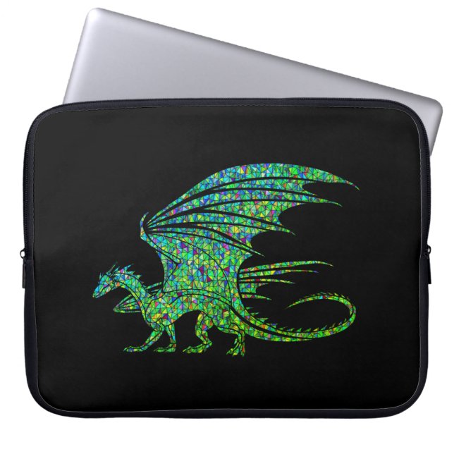 Phantastischer grüner Mosaikdrache Laptopschutzhülle (Vorderseite)