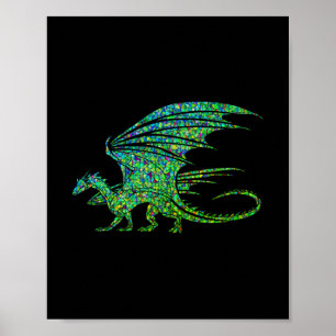 Phantastischer grüner Mosaikdrache Poster