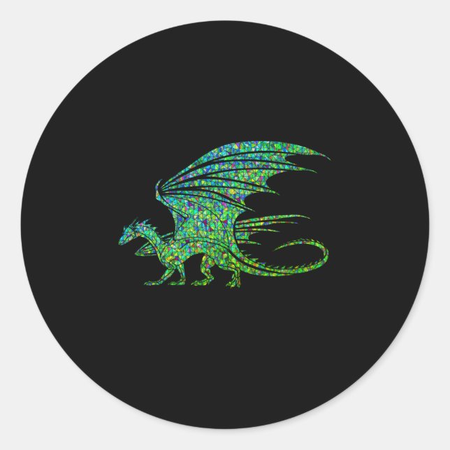 Phantastischer grüner Mosaikdrache Runder Aufkleber (Vorderseite)