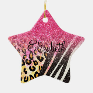 Phantastischer, gürteliger Leopardendruck, Zebras Keramik Ornament