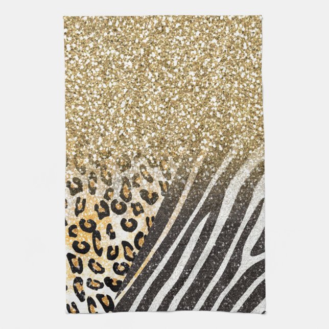 Phantastischer gürtiger Goldleopard und Zebradruck Handtuch (Vertikal)