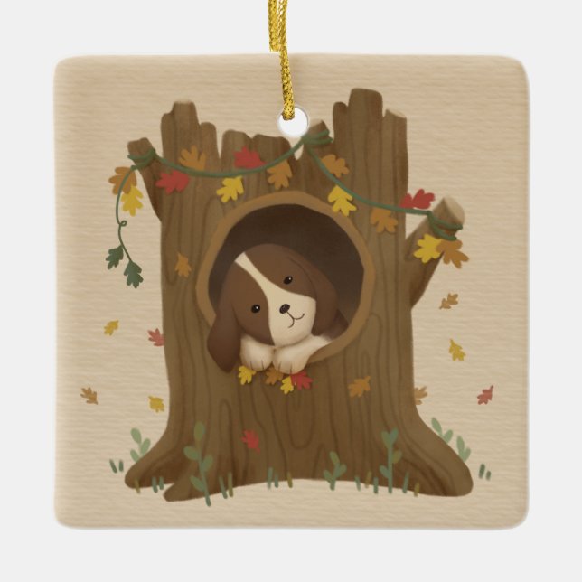 Phantastischer Herbst: Beagle Keramikornament (Vorderseite)