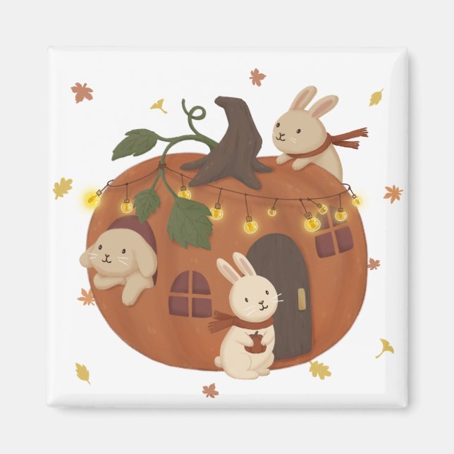 Phantastischer Herbst: Bunny & Pumpkin Magnet (Vorne)