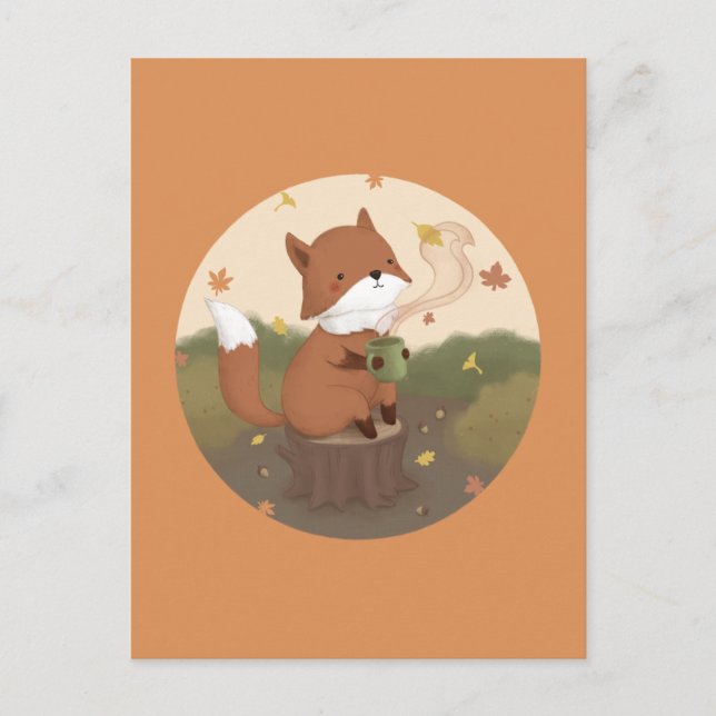 Phantastischer Herbst: Fox Postkarte (Vorderseite)