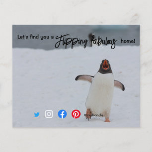phantastischer Immobilienmakler Pinguin Postkarte Flyer