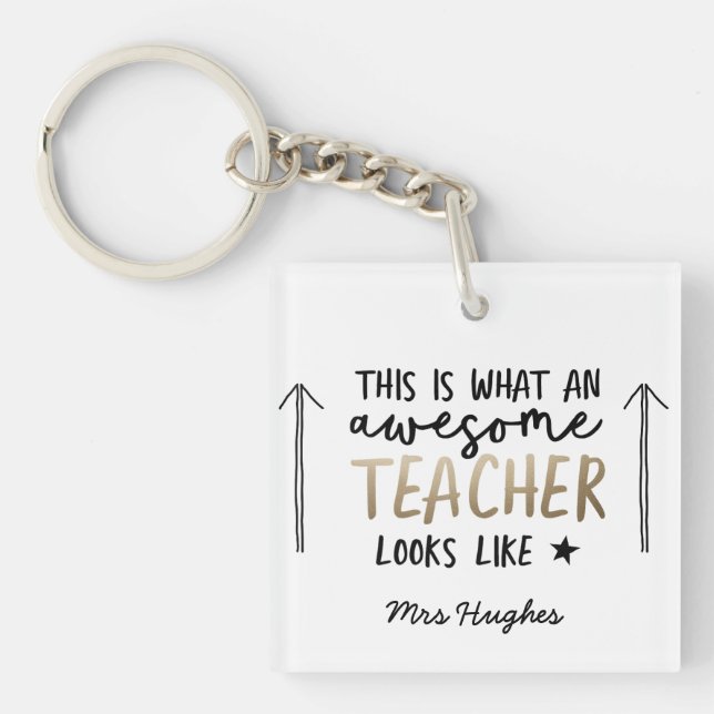 Phantastischer Lehrer - Geschenk für moderne Typog Schlüsselanhänger (Vorderseite)