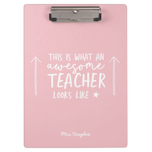 Phantastischer Lehrer, moderne Typografie pink Klemmbrett