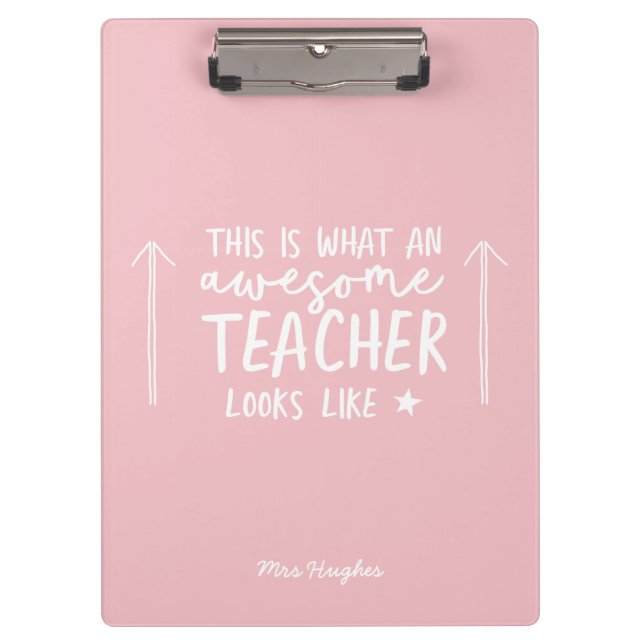 Phantastischer Lehrer, moderne Typografie pink Klemmbrett (Vorderseite)