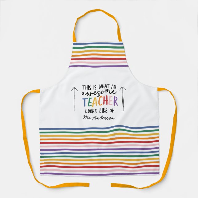 Phantastischer Lehrer Moderne Typografie Regenboge Schürze (Vorderseite)