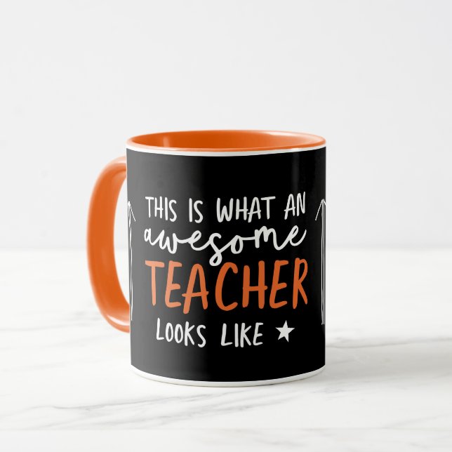 Phantastischer Lehrer Moderne Typografie Regenboge Tasse (Vorderseite Links)