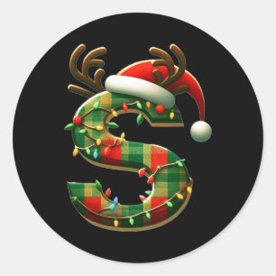 Phantastischer Letter S Weihnachtsmannmütze Monogr Runder Aufkleber