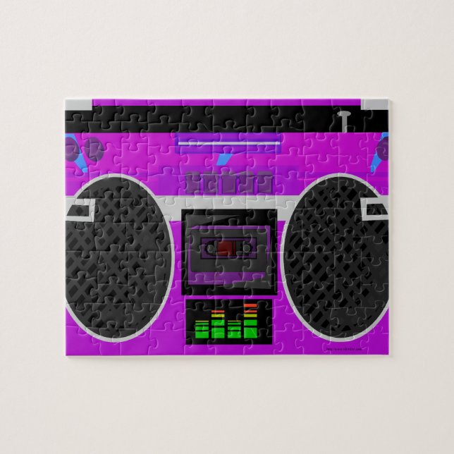 Phantastischer Lila Illustrierter 80er Boombox (Horizontal)
