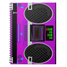 Phantastischer Lila Illustrierter 80er Boombox Notizblock