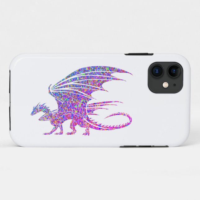 Phantastischer Lila Mosaikdrache Case-Mate iPhone Hülle (Rückseite (Horizontal))