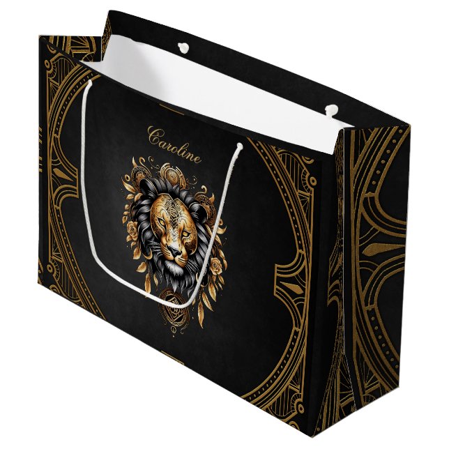 Phantastischer majestätischer Löwe Große Geschenktüte (Vorderseite Schrägansicht)