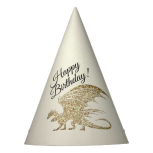 Phantastischer Mosaik Dragon Golden Geburtstag Partyhütchen