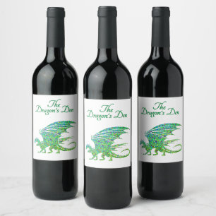 Phantastischer Mosaik Grüner Drache Persönlich Weinetikett